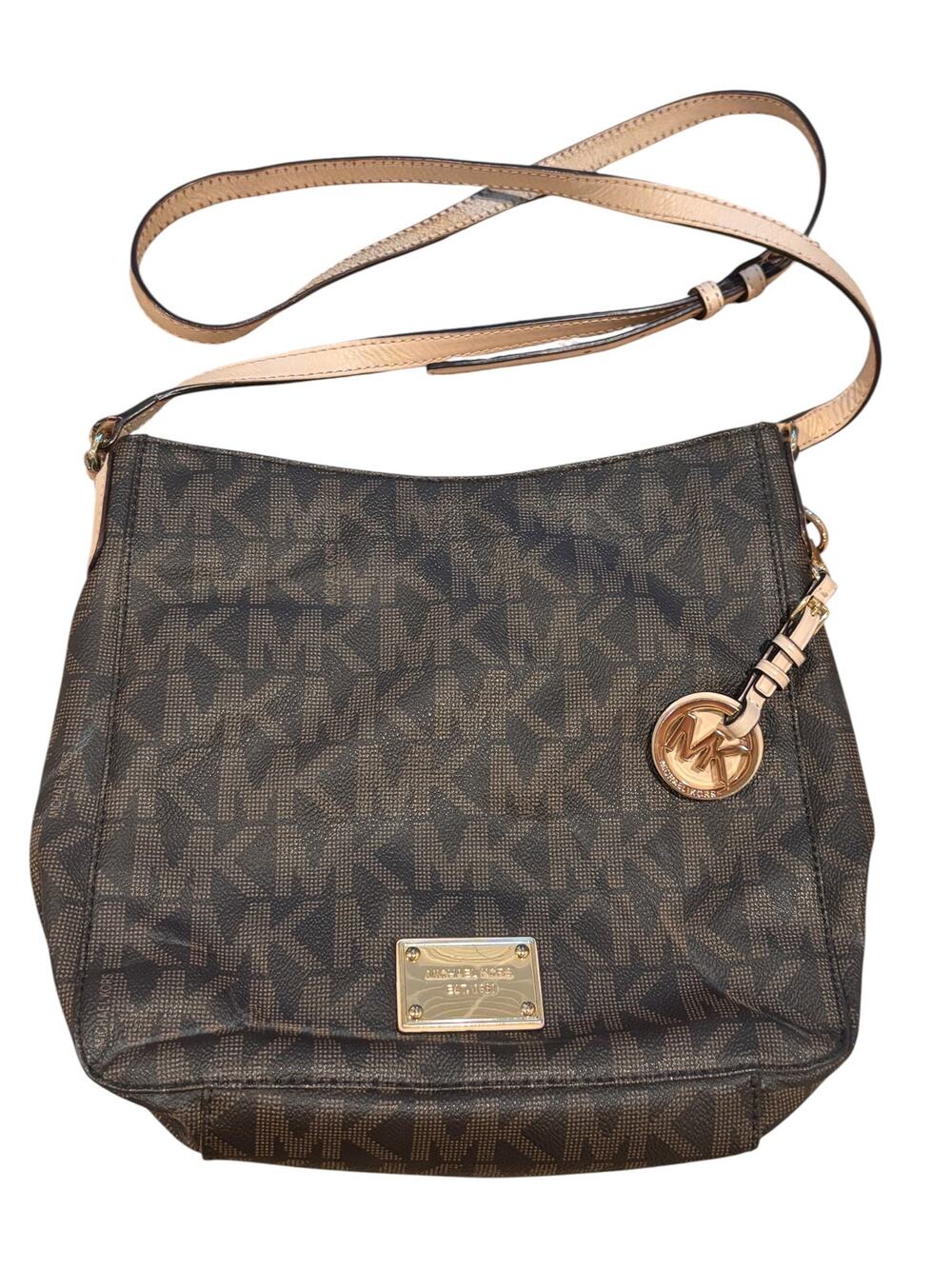 Michael Kors Jet Set Signature Hobo Shoulder Bag Brown